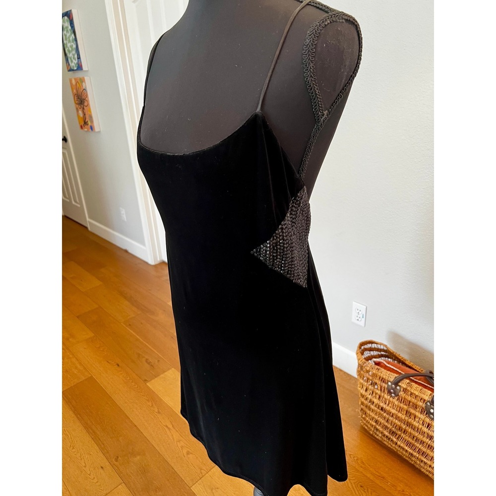 Victoria's Secret Mini Dress Womens Medium Black Excellent Velvet Beaded Side